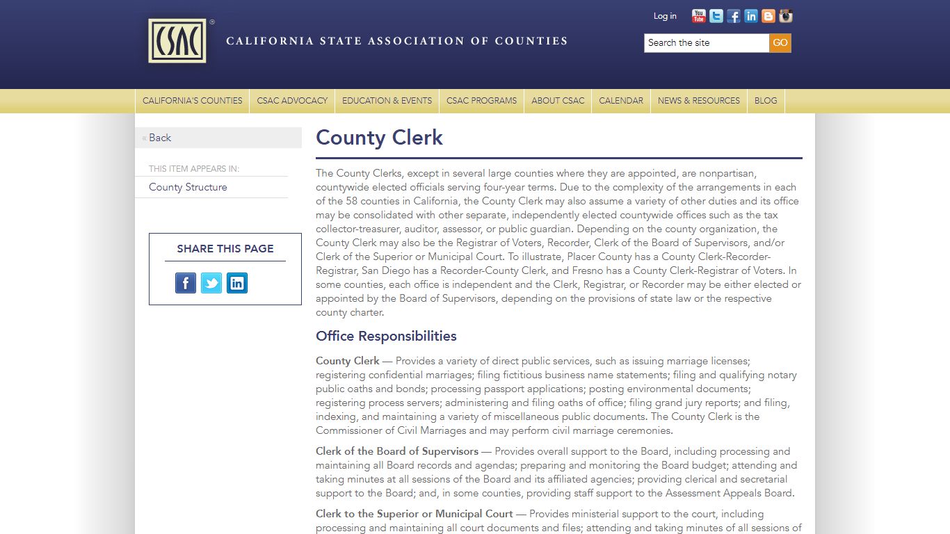 County Clerk - California State Association of Counties